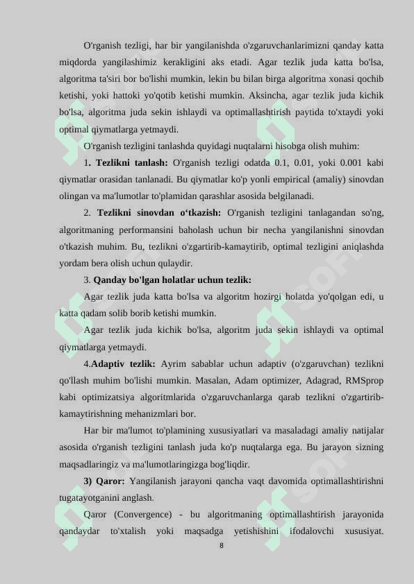 Gradient boʻyicha tushish usuli 8
