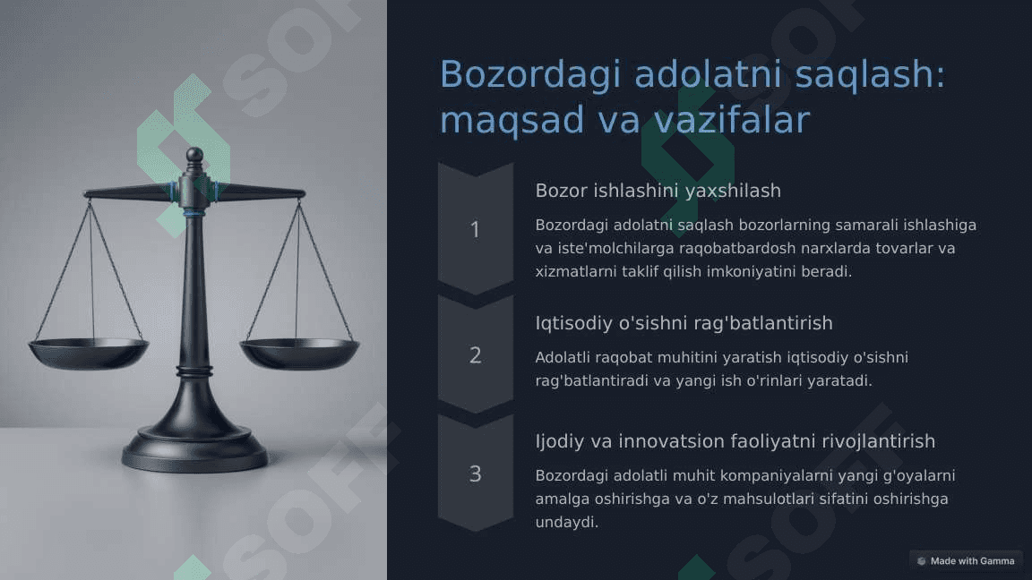 Raqobat va bozordagi adolatni saqlash 4