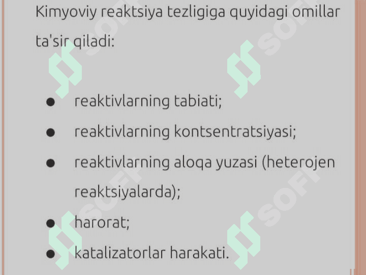 Biokimyoviy reaksiyalarga ta'sir etuvchi omillar 4