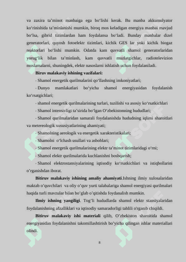 Shamol energiyasi qurilmalaridan foydalanish 8