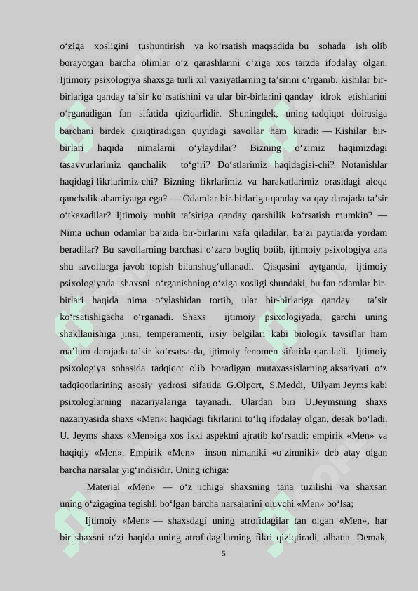 Shaxs ijtimoiy psixologik xususiyatlari 5