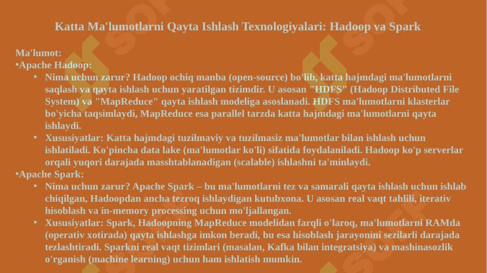 Katta ma'lumotlarni qayta ishlash texnologiyalari 4