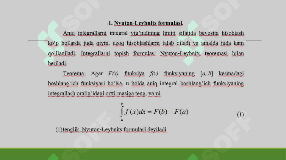 Aniq intеgralda o’zgaruvchini almashtirish va bo’laklab integrallash 3
