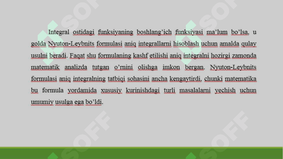 Aniq intеgralda o’zgaruvchini almashtirish va bo’laklab integrallash 7