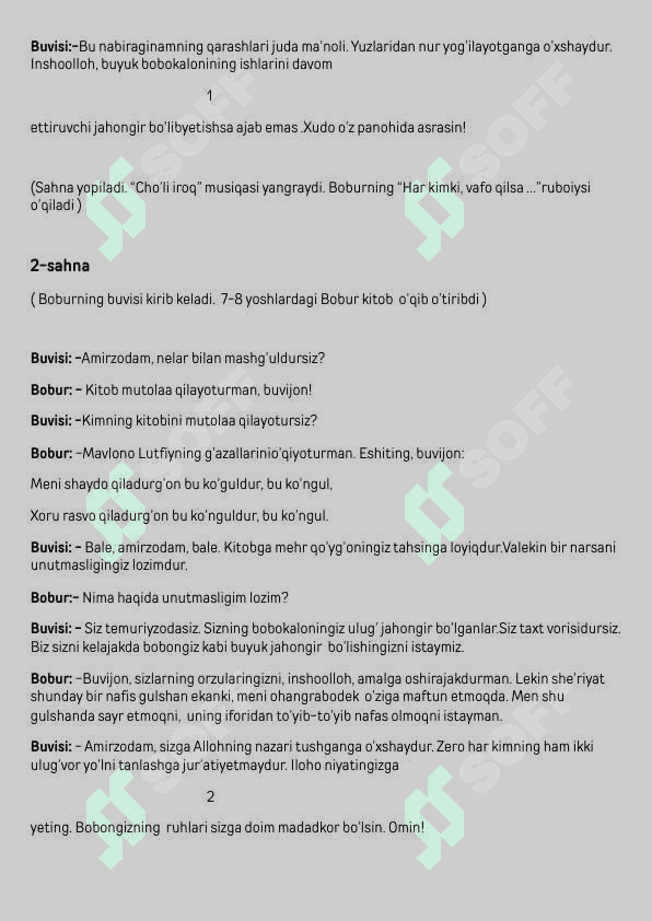 Zahiriddin Muhammad Bobur tavalludiga" Boburni yod etib" tadbir ssenariysi 2