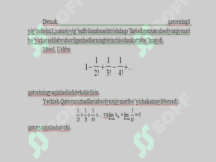 Ishorasi almashinuvchi qatorlar 4