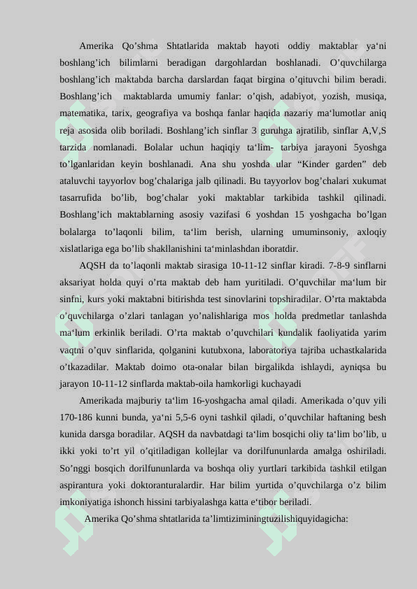 AQSH va Yevropa mamlakatlarida ta’lim -tarbiya masalalarining olib borilishi va qiyosiy tahlili 2