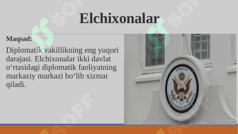 Diplomatik vakolatxona. Elchixonalar, konsullik idoralari va ularning funksiyalari 2