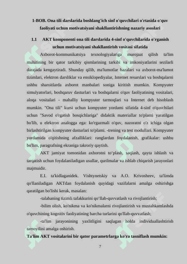 BOSHLANG'ICH SINF ONA TILI DARSLARIDA KONTEKSTIL TA'LIM TEXNOLOGIYASIDAN FOYDALANISH 7