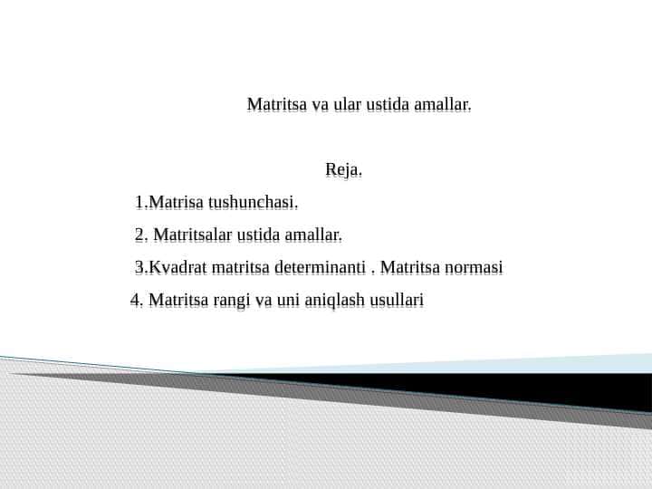 Matritsa va ular ustida amallar 1