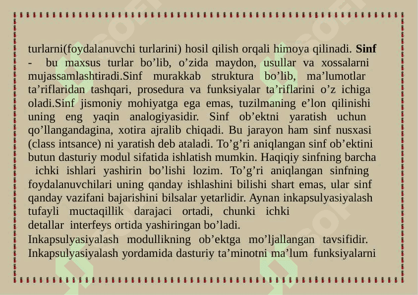 Inkapsulyasiya tushunchasi. 3