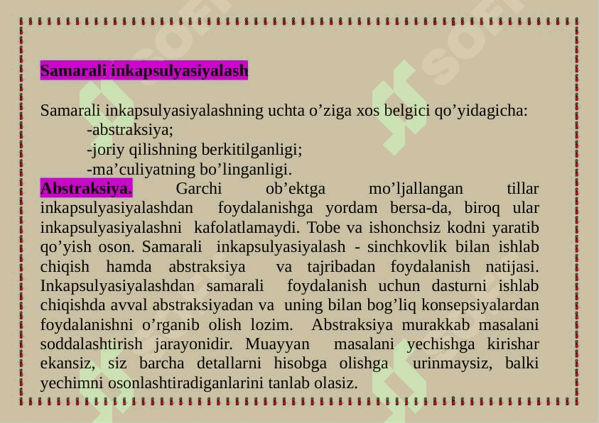 Inkapsulyasiya tushunchasi. 8