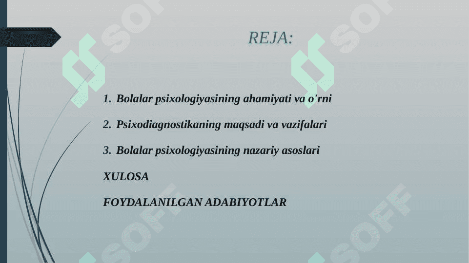 BOLALAR PSIXOLOGIYASI VA PSIXODIAGNOSTIKASI O'QUV FANI SIFATIDA 2