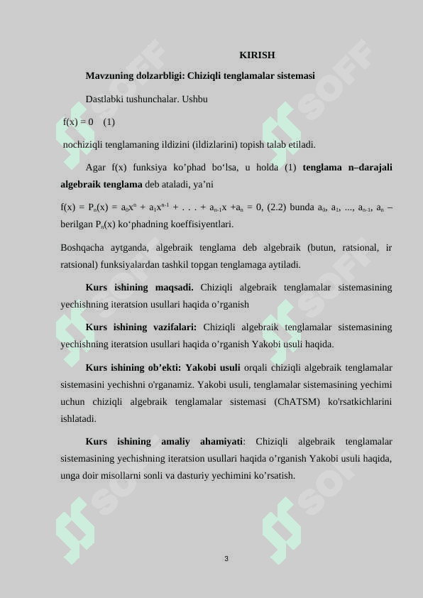 Chats ning iteratsion usullari. Yakobi usuli 3