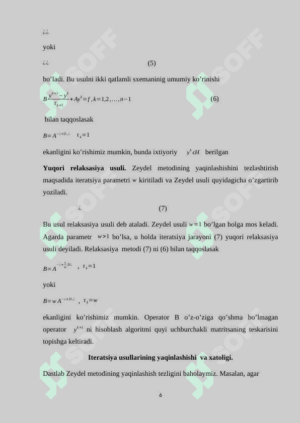 Chats ning iteratsion usullari. Yakobi usuli 6