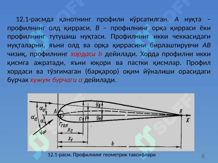 Профил ва қанотнинг аэродинамик ва геометрик тавсифлари 6