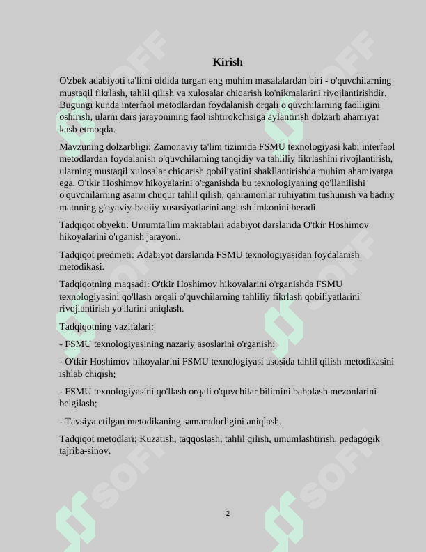 Adabiyot darslarida FSMU texnologiyasidan foydalanish 2
