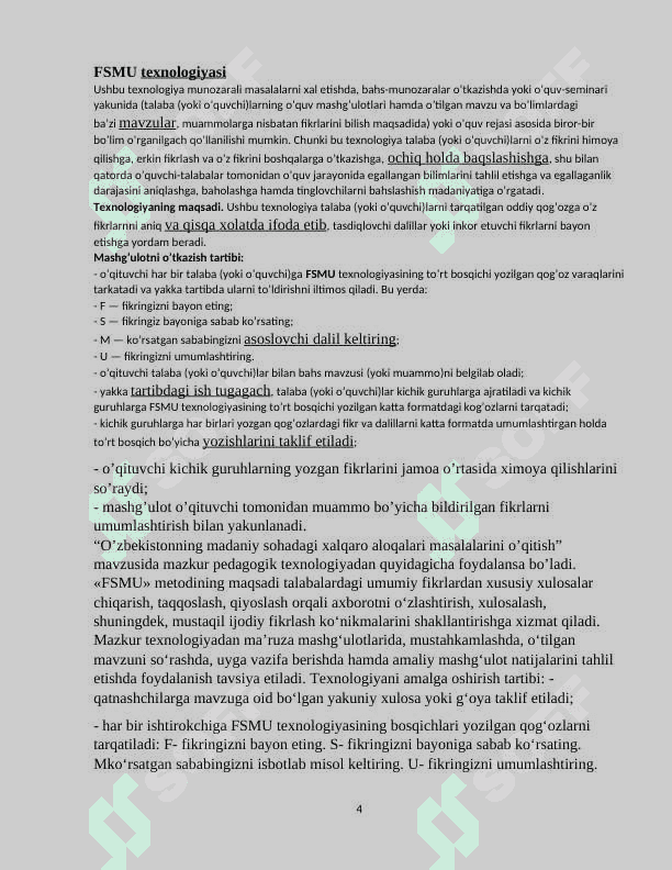 Adabiyot darslarida FSMU texnologiyasidan foydalanish 4