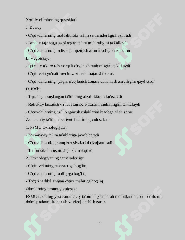 Adabiyot darslarida FSMU texnologiyasidan foydalanish 7