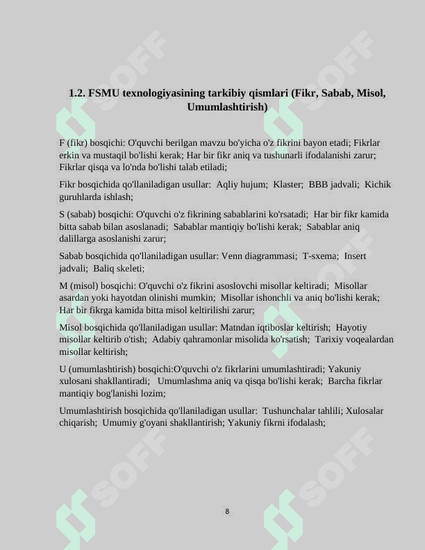 Adabiyot darslarida FSMU texnologiyasidan foydalanish 8