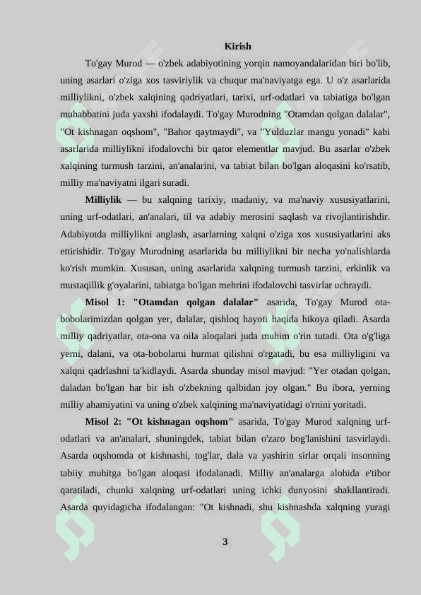 Tog‘ay Murod asarlarida milliylik 2