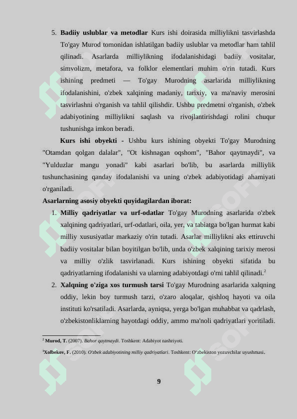 Tog‘ay Murod asarlarida milliylik 8