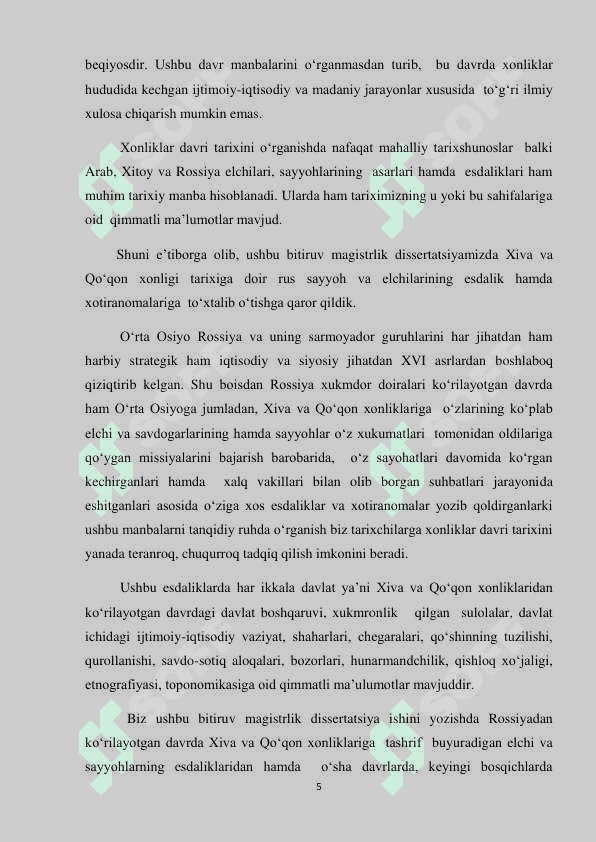 XVI-XIX asrlar O`rta Osiyo xalqlari tarixi rus va yevropa manbalarida 4