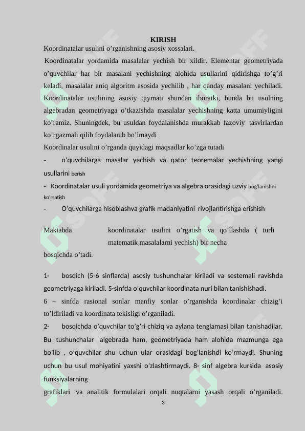 Kordinatalar boʻyicha tushish usuli 3