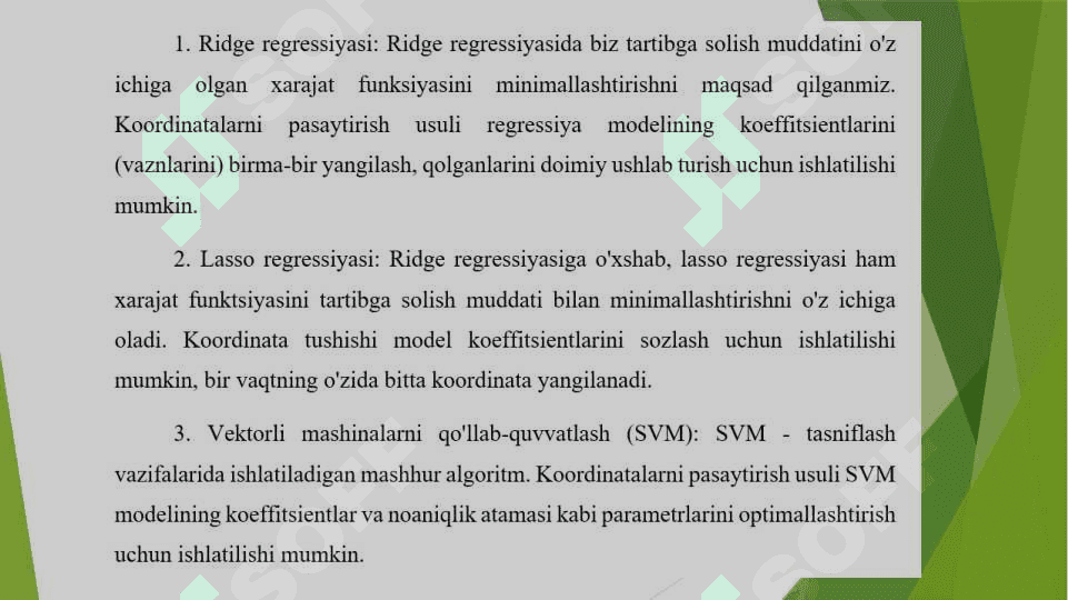 Kordinatalar boʻyicha tushish usuli 6