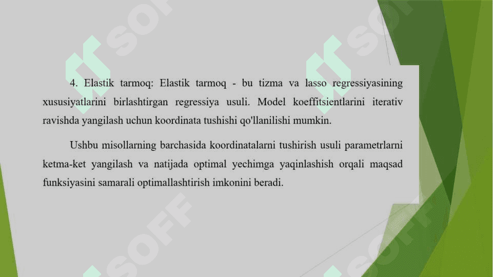 Kordinatalar boʻyicha tushish usuli 7