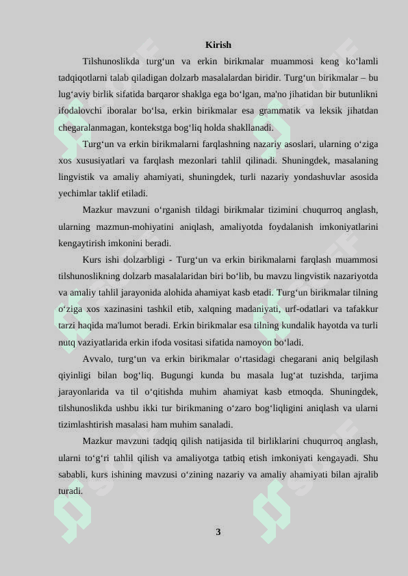 Turg‘un va erkin birikmalarni farqlash muammosi. 2
