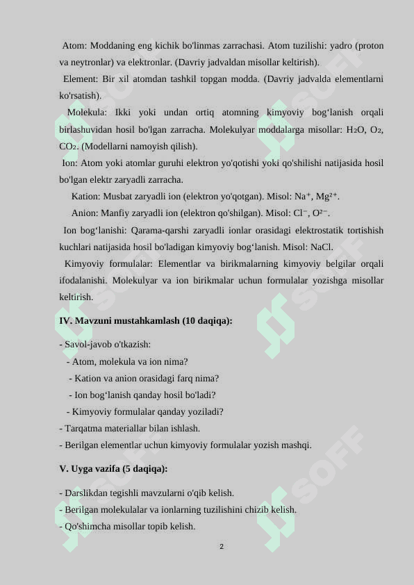 Atomlar, Molekulalar va Ionlar dars ishlanma.docx 2