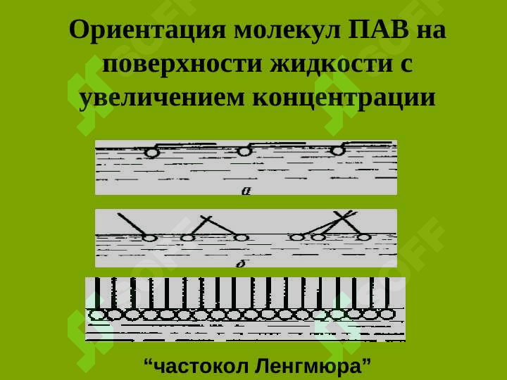 Адсорбция на границе жидкость-газ, жидкость-жидкость 5