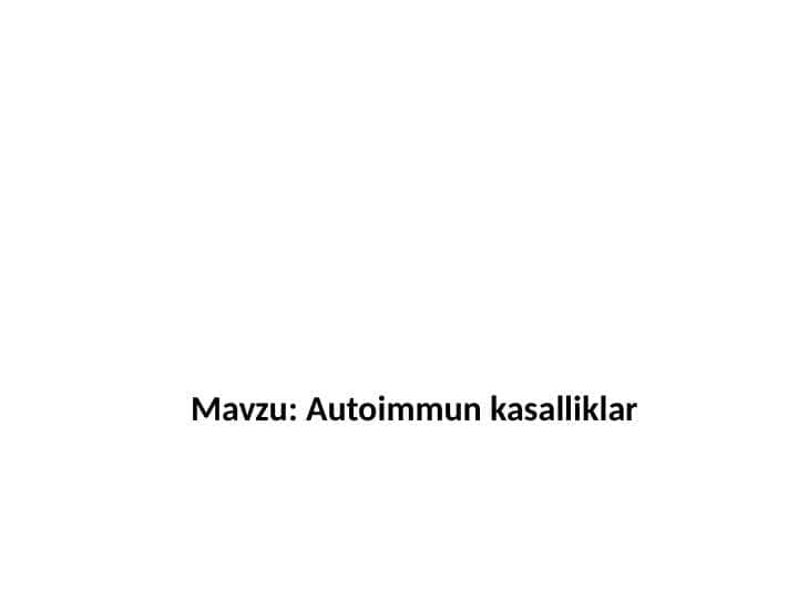 Autoimmun kasalliklar 1