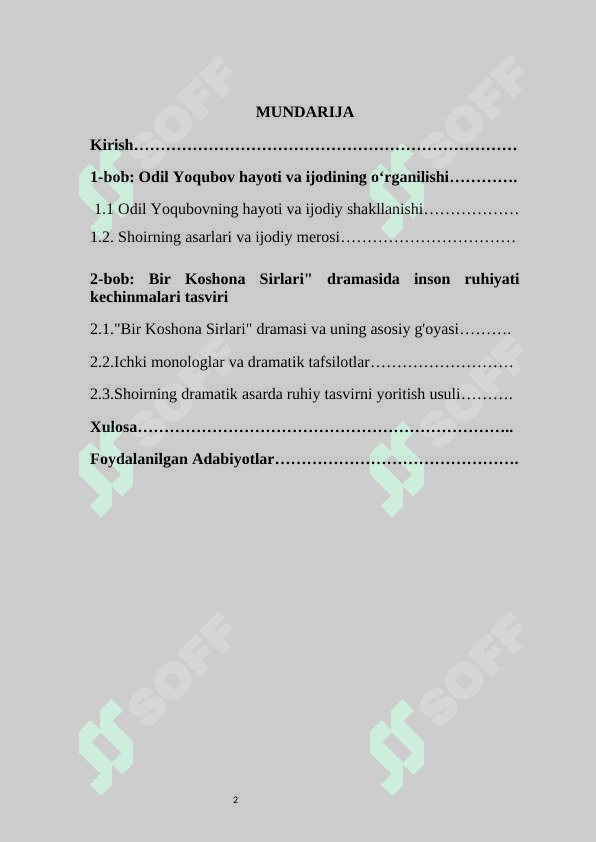 Bir koshona  sirlari dramasida inson ruhiyat kechinmalari tasviri  kurs ishi 2