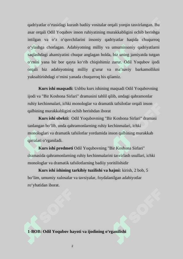 Bir koshona  sirlari dramasida inson ruhiyat kechinmalari tasviri  kurs ishi 4
