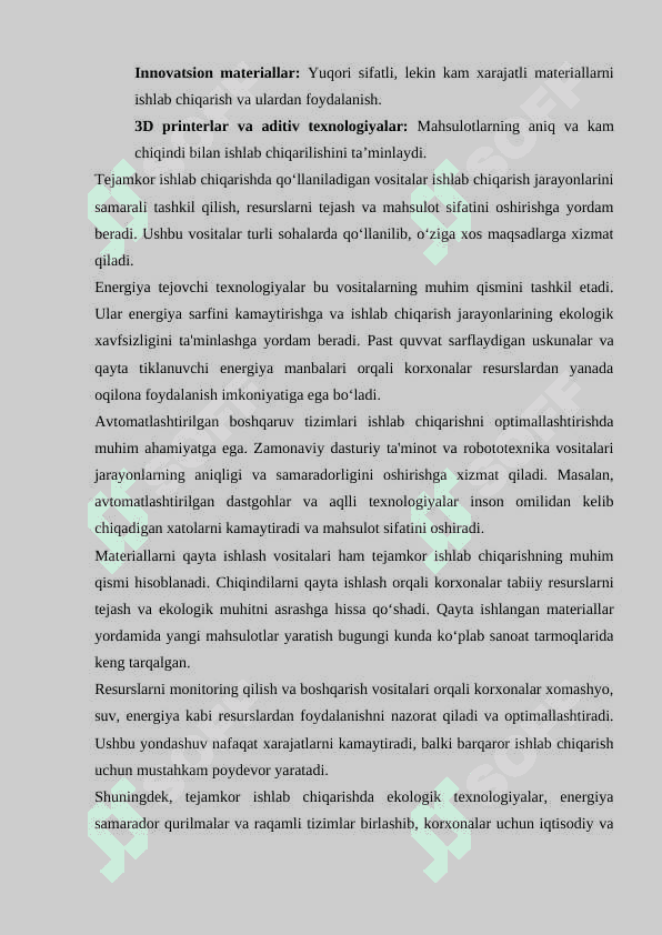 Tejamkor ishlab chiqarish vositalari 8