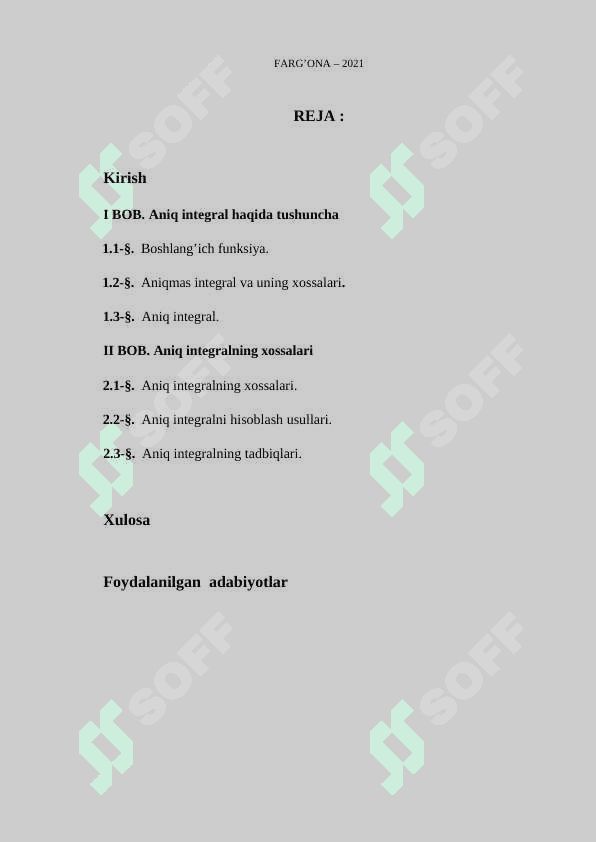Aniq integral va uning xossalari 2
