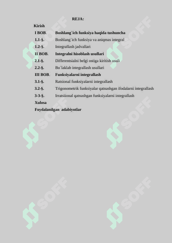 Aniqmas integral va ratsional funksiyalarni integrallash 2