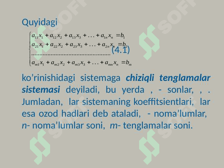 Сhiziqli tеnglamalar sistеmasi. Kramеr qoidasi. Gauss usuli 4