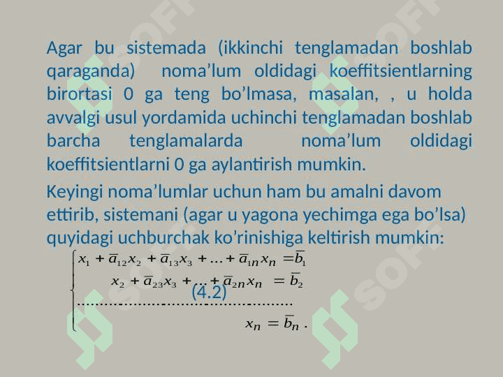 Сhiziqli tеnglamalar sistеmasi. Kramеr qoidasi. Gauss usuli 7