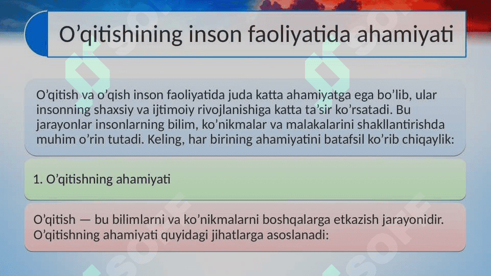 O'qitish,ta'lim olish va bilish inson faoliyatining maxsus turi sifatida 5