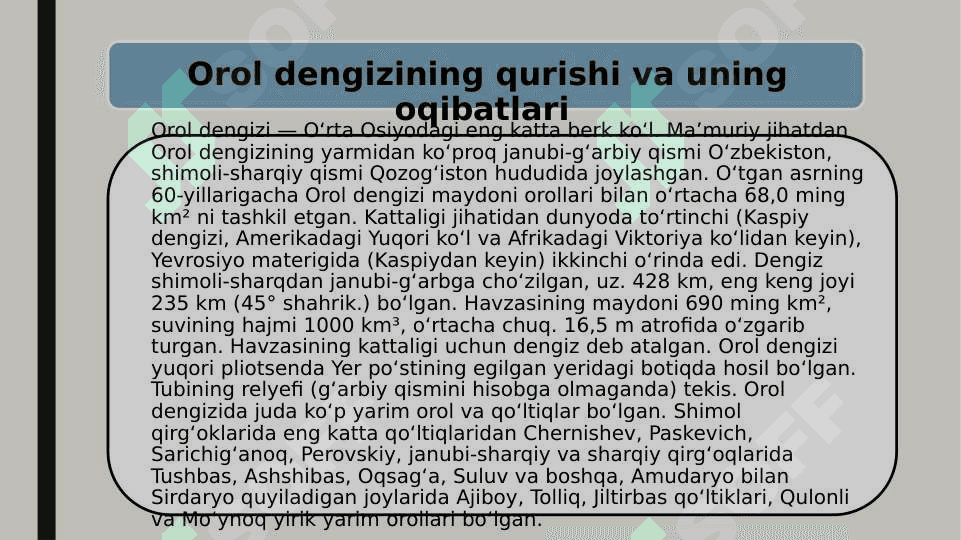 Orol dengizining qurigan tubining o’simliklar dunyosi 2