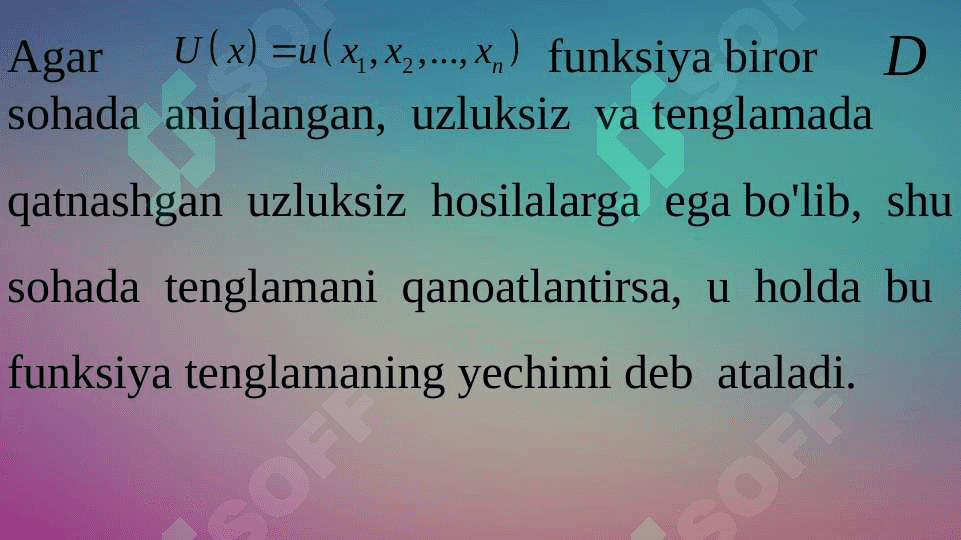 Matematik fizikaning asosiy tenglamalari. Ularni qo‘yilishi. Korrekt qo‘yilgan masalalar 4