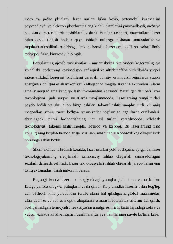 Bir modli va ko`p modli generatsiya shartlari 6