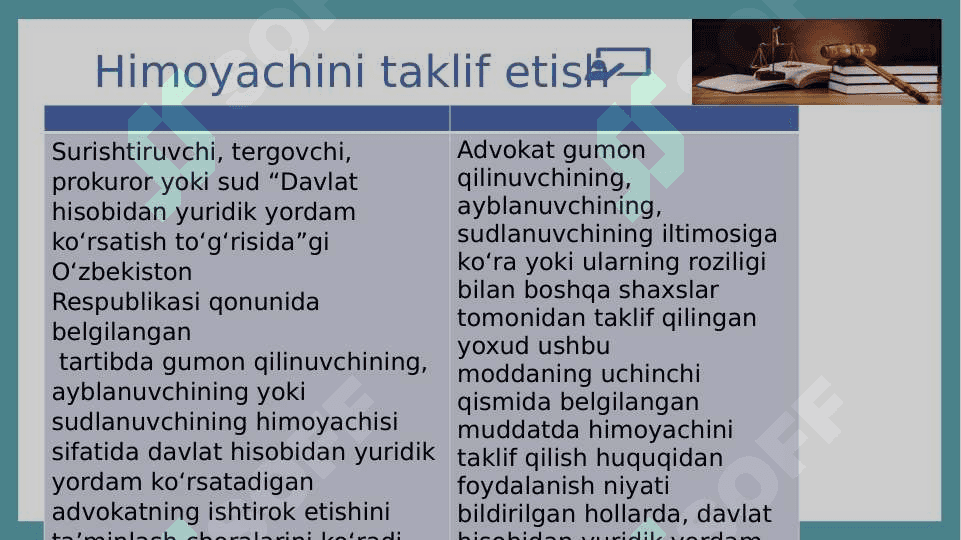 JINOYAT  PROTSESSIDA HIMOYACHINING HUQUQ  VA MAJBURIYATLARI 4
