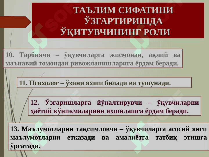 ТАЪЛИМ СИФАТИНИ ОШИРИШДА, ПЕДАГОГ  КОМПЕТЕНТЛИЛИГИНИ РИВОЖЛАНТИРИШ ЙЎЛЛАРИ 8