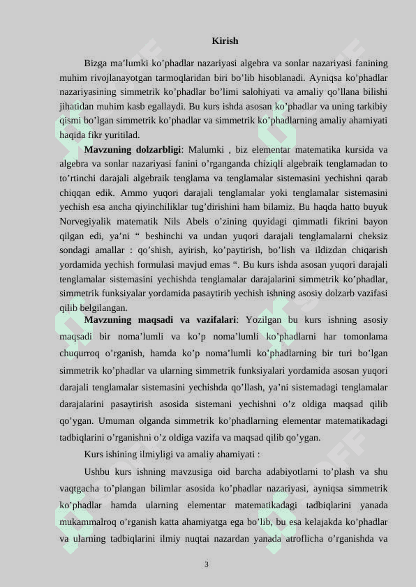 Ko’phadlarning butun va ratsional  ildizlari. Eyzenshteyn kriteriyasi 3