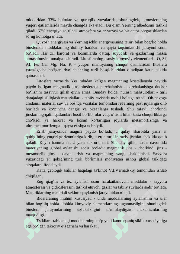 Biosferada moddalar va energiya aylanishi 2
