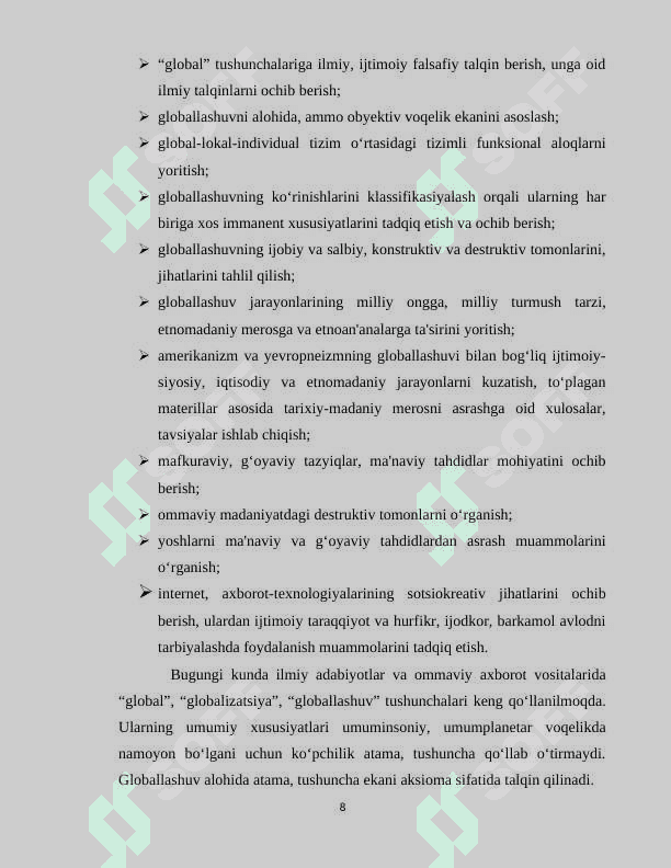 Globallashuv borasidagi ilmiy qarashlarning vujudga kelishi va rivojlanishi 8